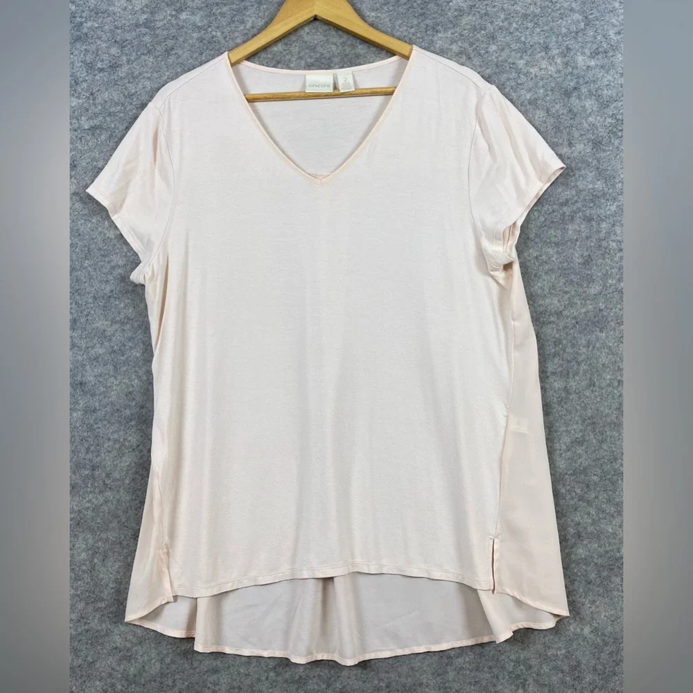 Chico’s Cardigan Sweater 2 Piece Set Size 2(L) Pale Pink‎ Brown Ombré Open Front